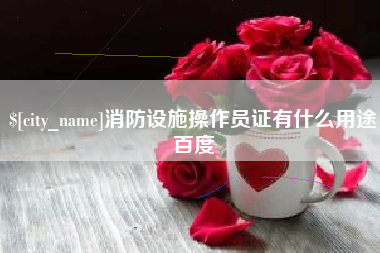 沧州消防设施操作员证有什么用途百度